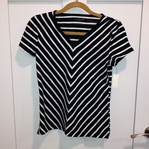 Petite NWT white and black cotton top. Talbots.